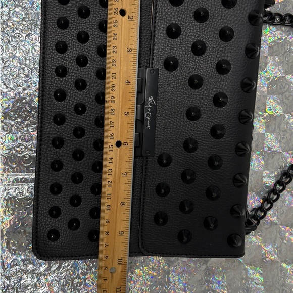 Foley + Corinna Black Spiked Studded Shoulder Bag Spikes Punk Goth - Picture 12 of 17